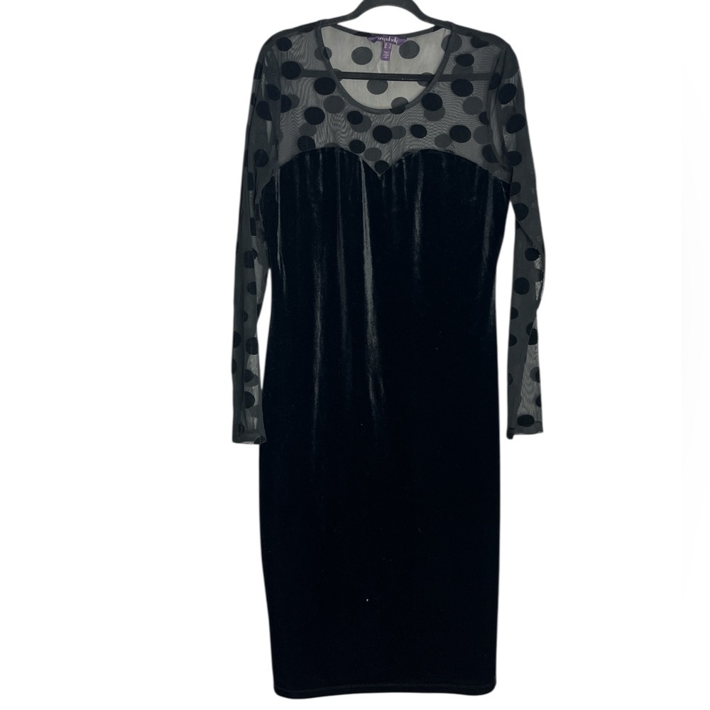 Long Tall Sally Velvet Long Sleeve Fitted Black Party Dress, size 12